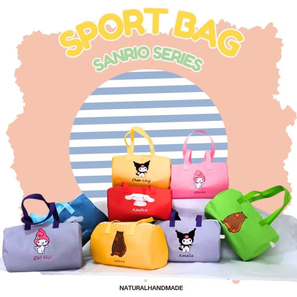 Souvenir Ultah Tema Sanrio Yang Lucu sport bag tas olahraga tema gambar cinnamoroll, my melody dan kuromi - souvenir ulang tahun anak unik
