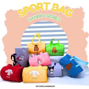 Souvenir Ultah Tema Sanrio Yang Lucu sport bag tas olahraga tema gambar cinnamoroll, my melody dan kuromi - souvenir ulang tahun anak unik