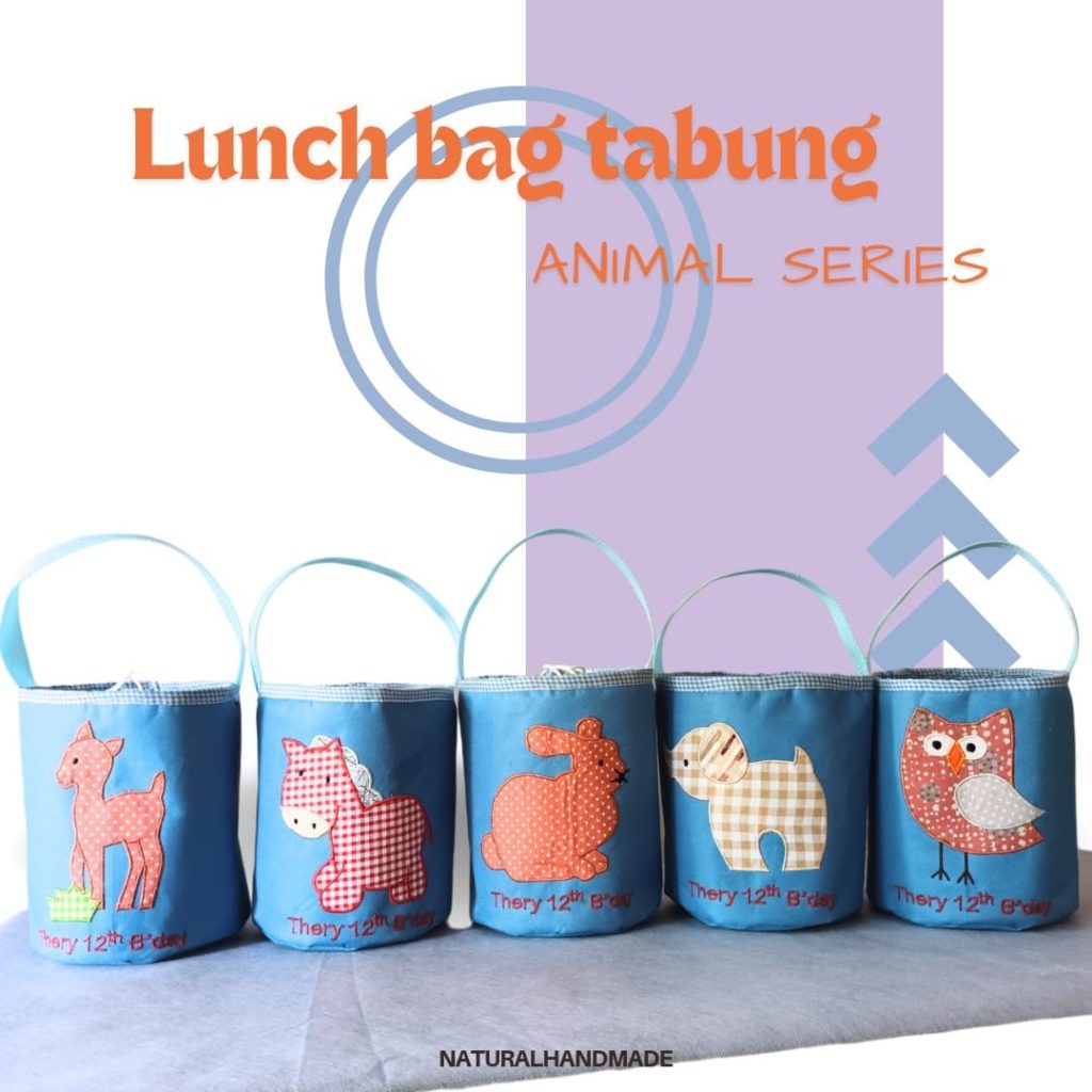 lunch bag hewan kesukaan: souvenir ulang tahun customized