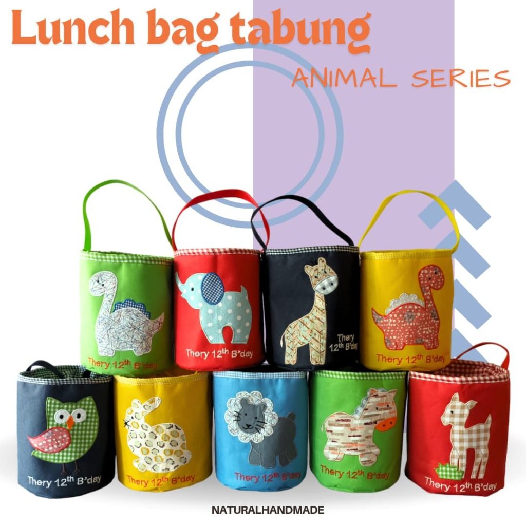 lunch bag hewan kesukaan: souvenir ulang tahun customized