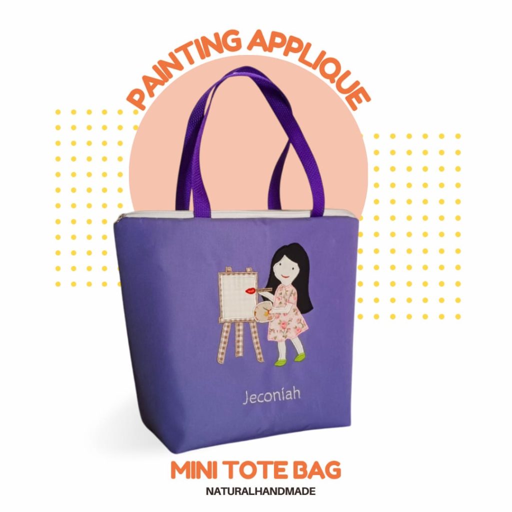 mini tote gambar melukis - souvenir anak yang berbeda | natural handmade