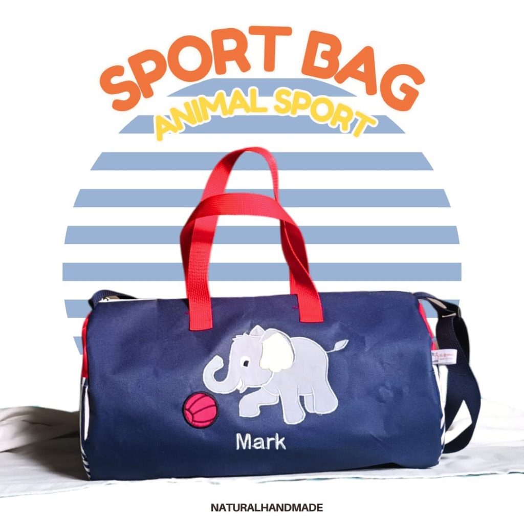 Sport bag Gambar gajah main bola dan jerapah main tenis- Souvenir ultah anak kekinian | natural handmade