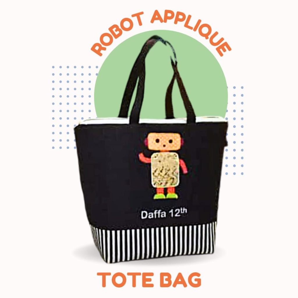 tote bag gambar robot - souvenir ulang tahun yang selalu beda | natural handmade