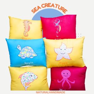 Sarung Bantal tema sea creature hewan laut - souvenir ultah anak yang beda | natural handmade