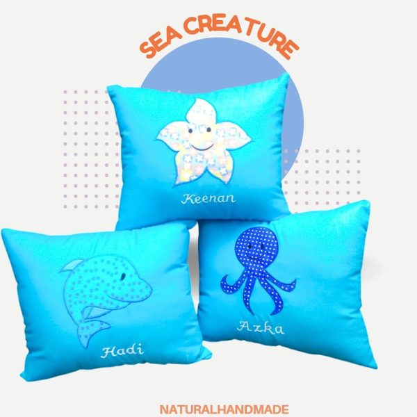 Sarung Bantal tema sea creature hewan laut - souvenir ultah anak yang beda | natural handmade