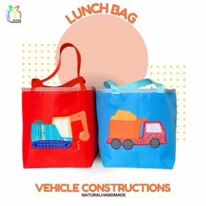 Lunch Bag Kotak Eksklusif Tema Kendaraan Konstruksi - Bekal Sekolah Unik & Edukatif untuk Si Kecil | natural handmade