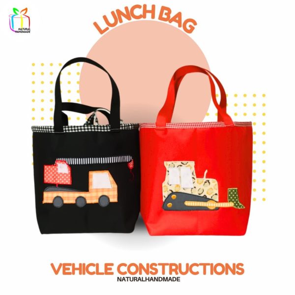 Lunch Bag Kotak Eksklusif Tema Kendaraan Konstruksi - Bekal Sekolah Unik & Edukatif untuk Si Kecil | natural handmade
