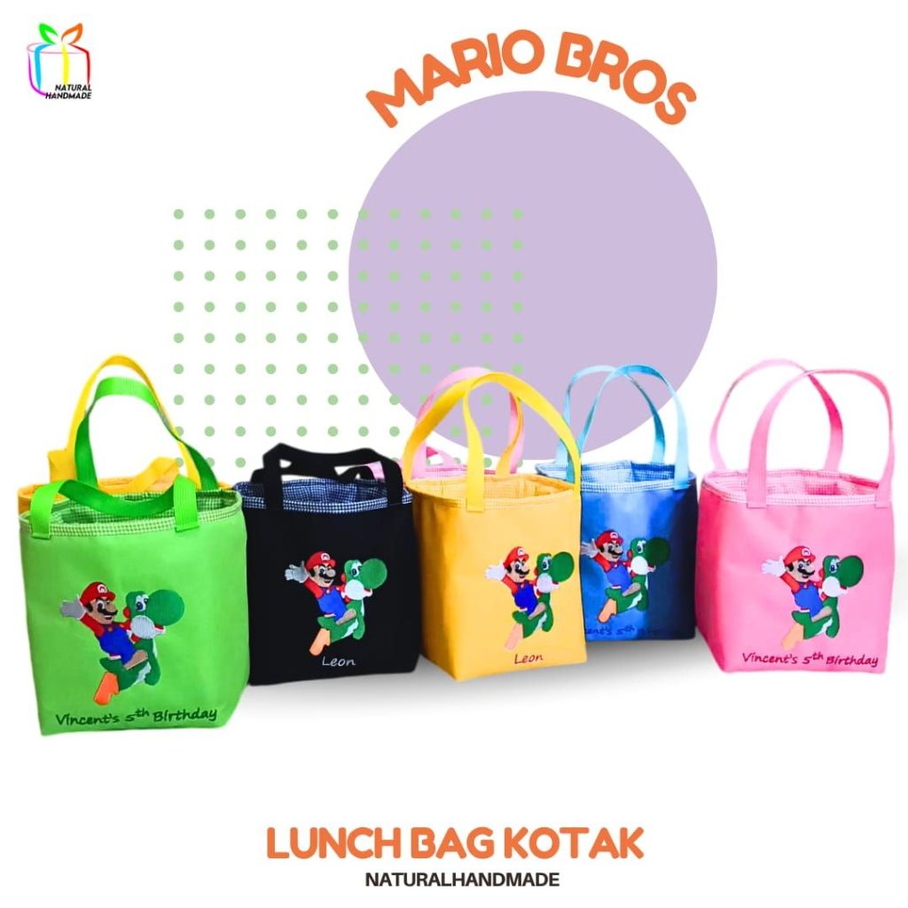 Lunch Bag Kotak Mario Bros & Yoshi – Tas Bekal Sekolah Unik dan Fungsional untuk Souvenir Ultah Anak