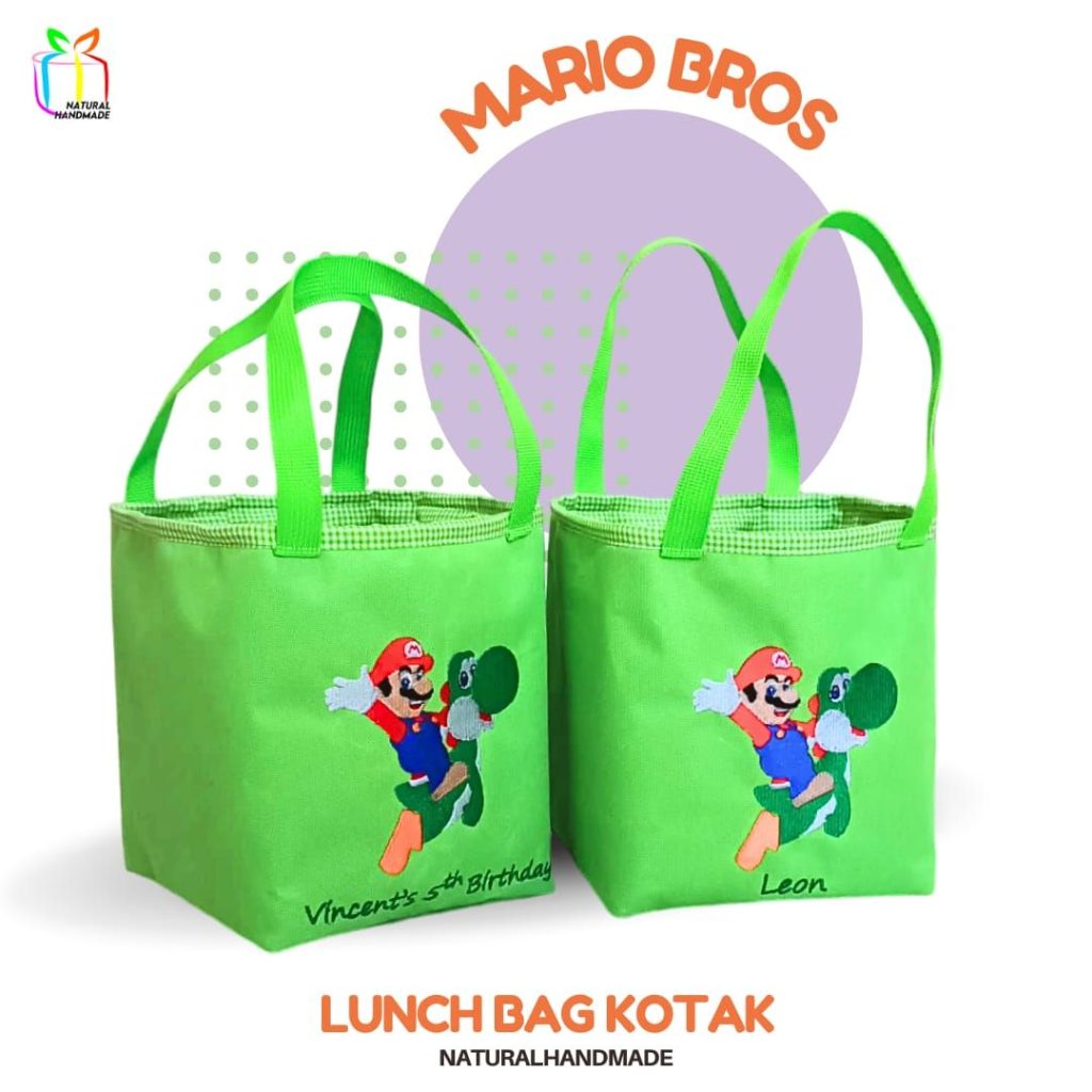 Lunch Bag Kotak Mario Bros & Yoshi – Tas Bekal Sekolah Unik dan Fungsional untuk Souvenir Ultah Anak