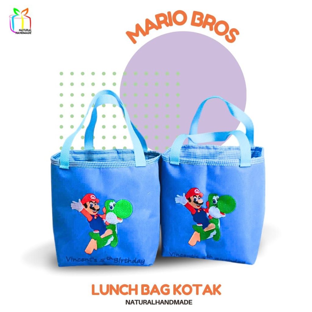 Lunch Bag Kotak Mario Bros & Yoshi – Tas Bekal Sekolah Unik dan Fungsional untuk Souvenir Ultah Anak
