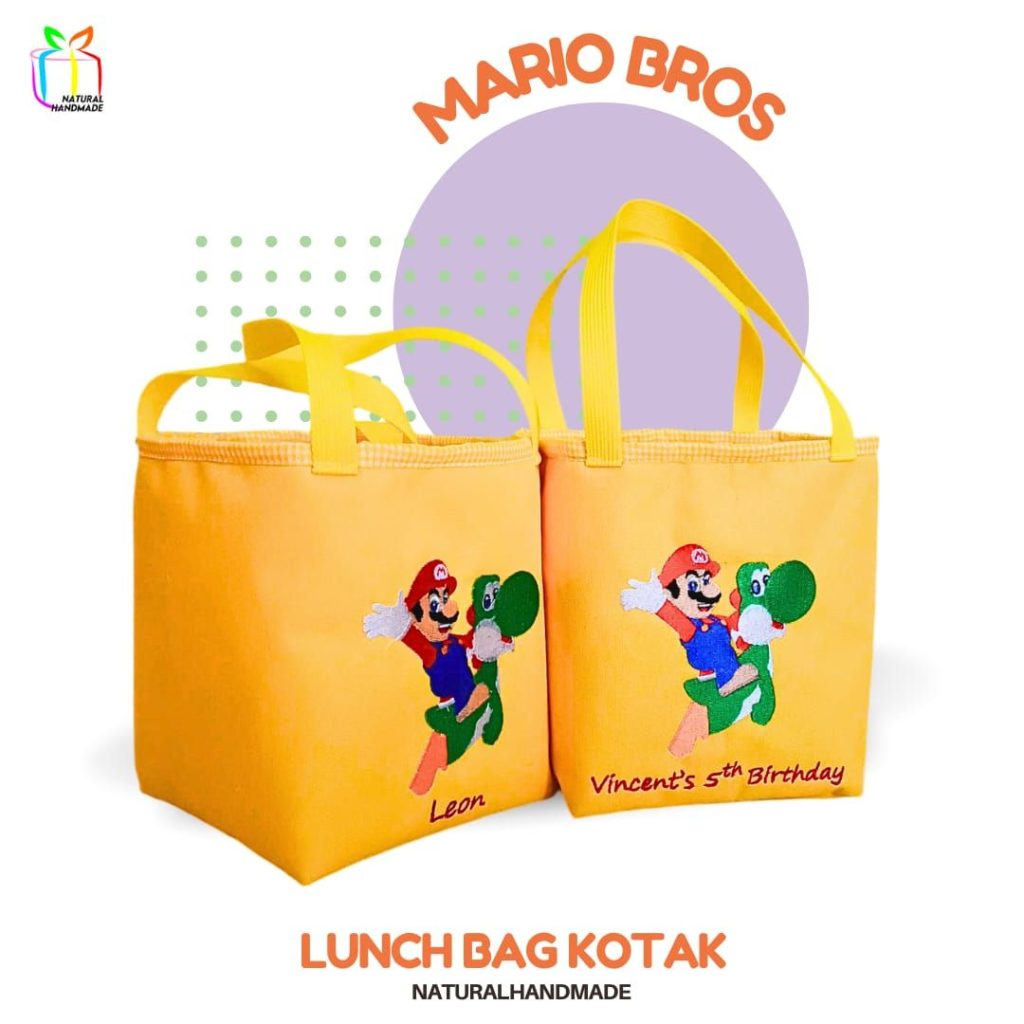 Lunch Bag Kotak Mario Bros & Yoshi – Tas Bekal Sekolah Unik dan Fungsional untuk Souvenir Ultah Anak