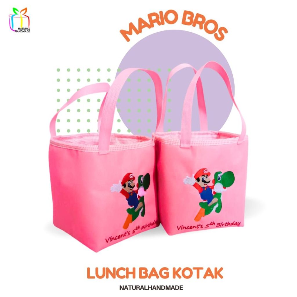 Lunch Bag Kotak Mario Bros & Yoshi – Tas Bekal Sekolah Unik dan Fungsional untuk Souvenir Ultah Anak