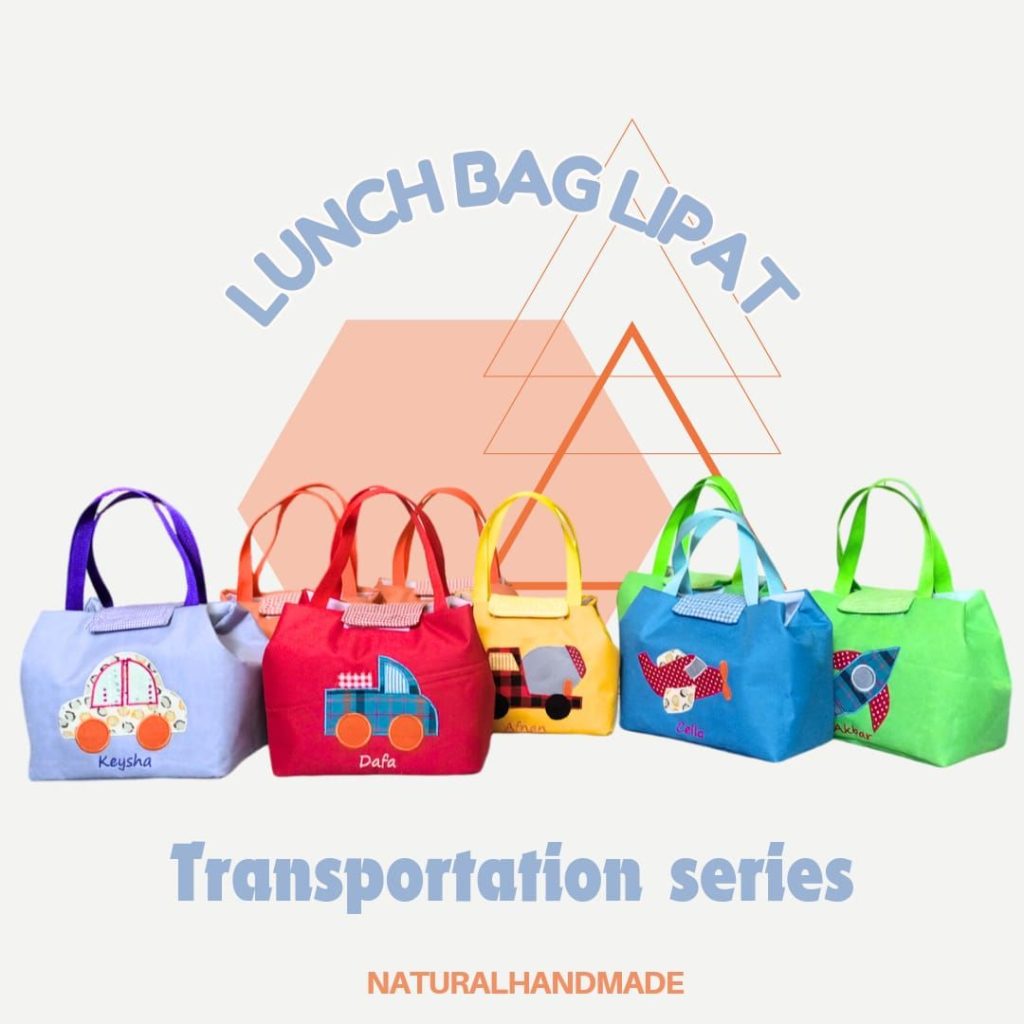 Souvenir Ulang Tahun Unik – Lunch Bag Lipat dengan Gambar Transportasi!