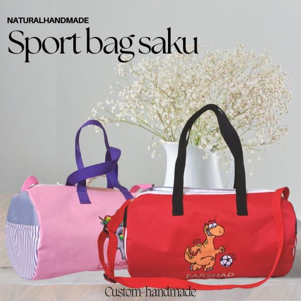 Sport bag Gambar dino main bola dan unicorn main tenis- Souvenir ultah anak kekinian | natural handmade