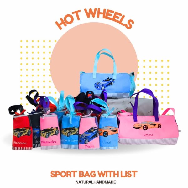 sport bag hot wheels - souvenir ultah anak kekinian tema mobil balap | natural handmade
