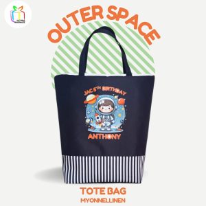 Totebag Astronot Custom printing - souvenir ultah anak natural handmade