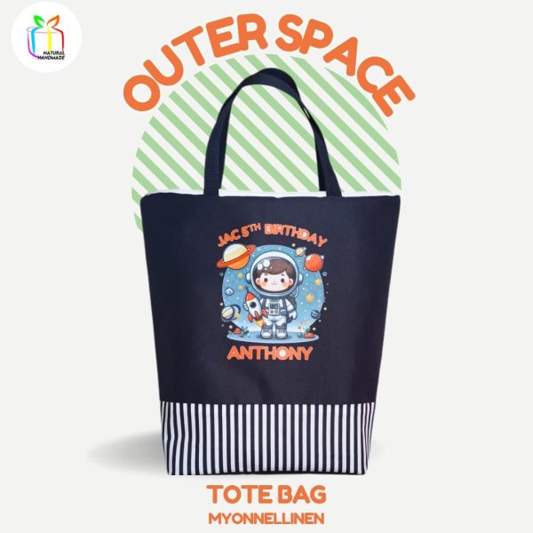 Totebag Astronot Custom printing - souvenir ultah anak natural handmade