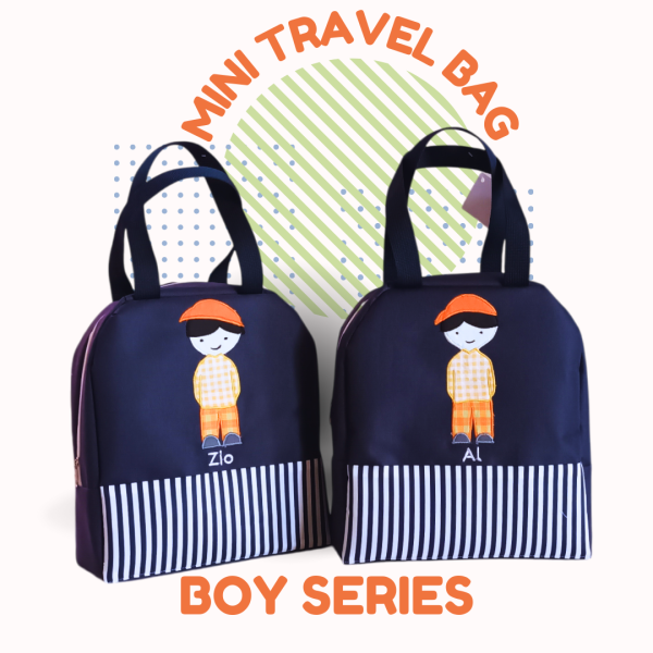 Mini travel bag souvenir ultah dan kenaikan kelas - anak laki-laki dan perempuan dengan kucing
