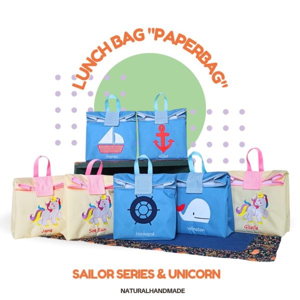 Lunch bag lipat spesial souvenir ultah anak gambar unicor dan pelaut