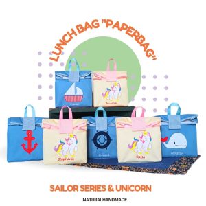 Lunch bag lipat spesial souvenir ultah anak gambar unicor dan pelaut