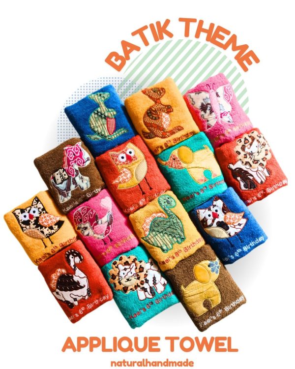 Koleksi handuk batik motif hewan (harimau, burung, ikan) - produk lokal berkualitas untuk anak-anak
