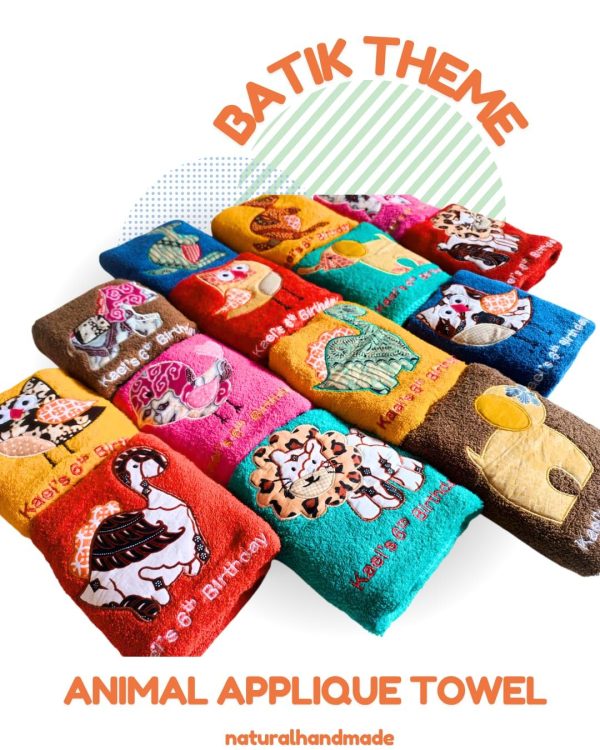 Koleksi handuk batik motif hewan (harimau, burung, ikan) - produk lokal berkualitas untuk anak-anak